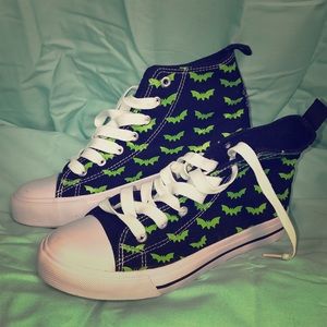 Black & Green Bat Sneakers